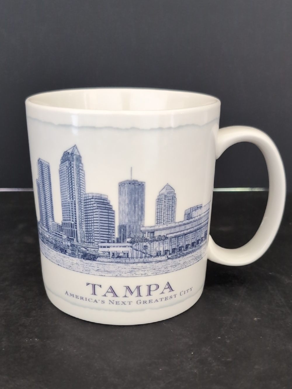 2007 18 Fl Oz Starbucks Coffee,City Of Tampa Large Blue/White Coffee Mug.